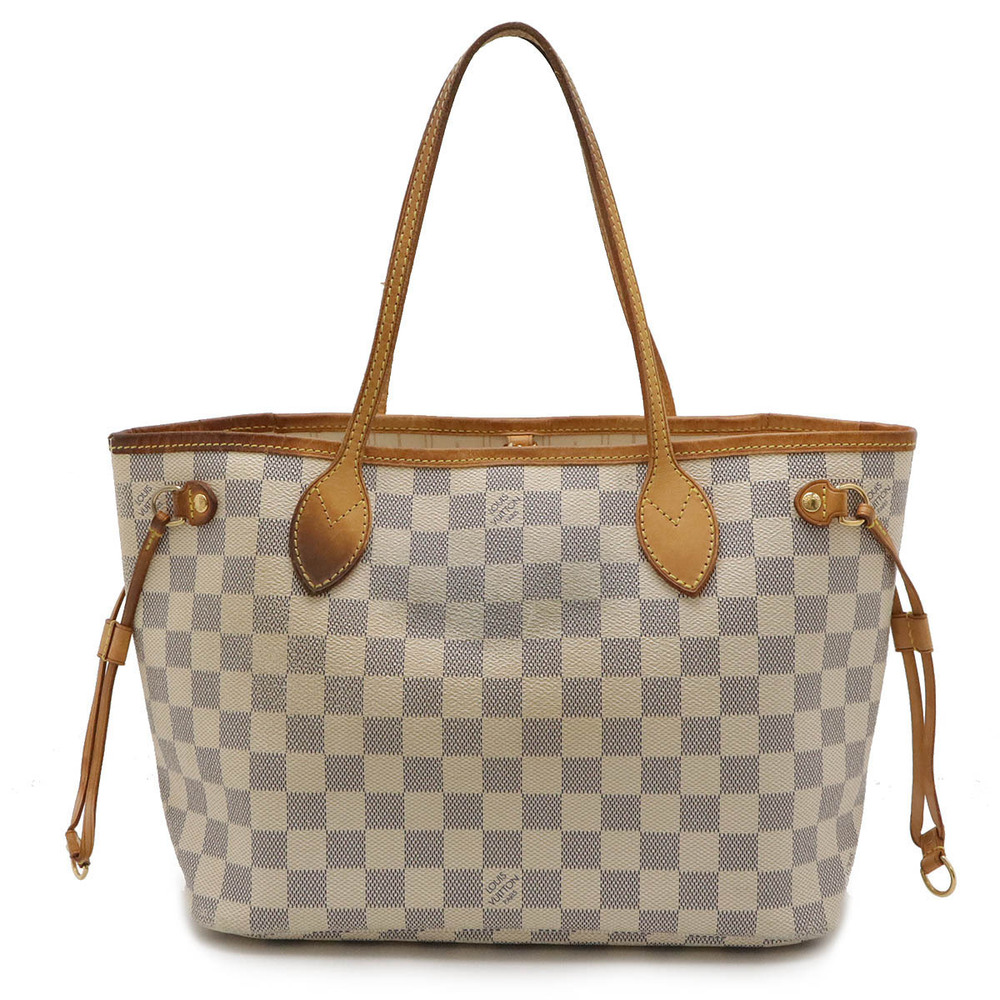 LOUIS VUITTON Damier Azur White Neverfull Tote Bag Handbag Shoulder